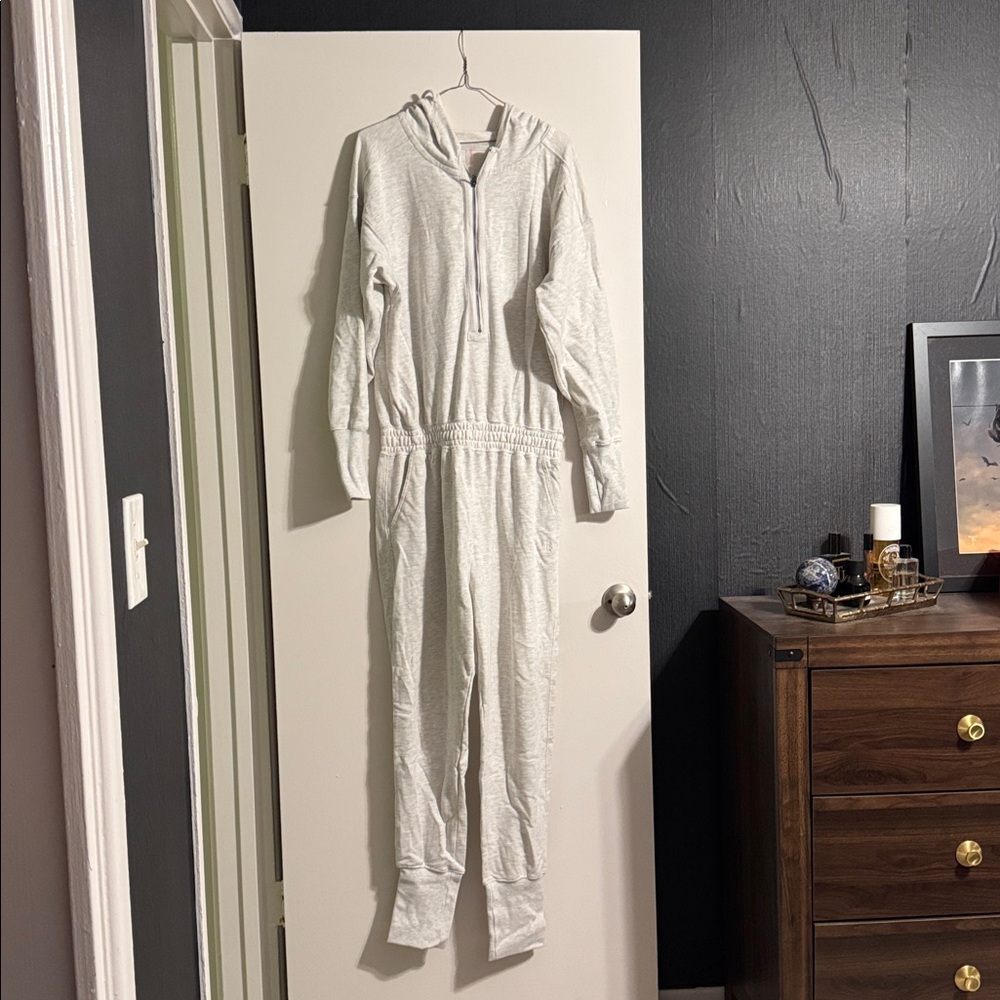 Free People Movement Training Day Gray Hooded Jumpsuit